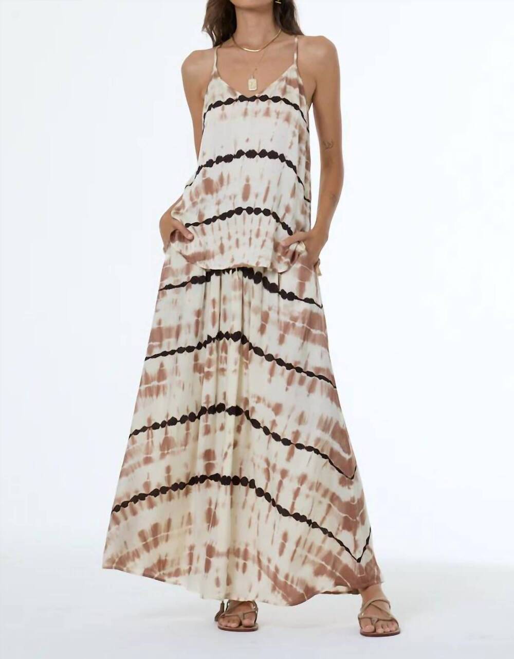 NEW YOUNG FABULOUS & BROKE edola maxi skirt in fawn cuba wash